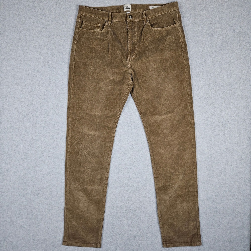 Flint and Tinder Men 36x34‎ Brown Pants Tapered Fit Corduroy Huckberry Stretch